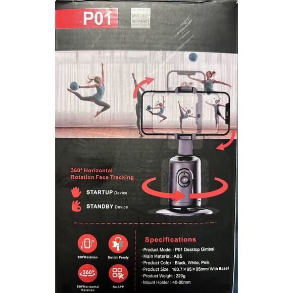 Magic Snapshot P01 Auto Face-Tracking 360° Rotating Selfie Stick Tripod Gimbal - Picture 1 of 9